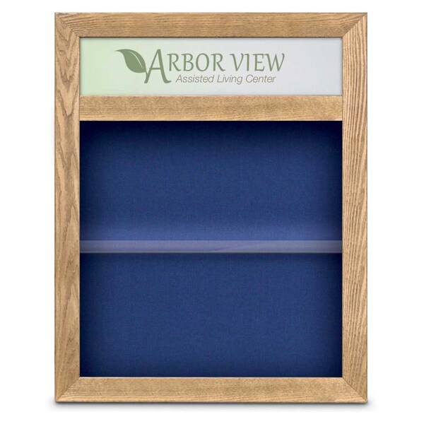 Outdoor Enclosed Combo Board, 42"x32", Satin Frame/Black Porc & Cobalt